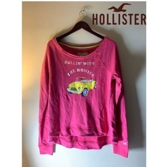 Hollister “Rollin with my Homies” Scoop Neck Sweatshirt Women’s size Large - Picture 1 of 4